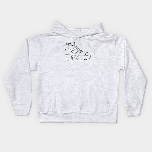 Line art of a Platform shoe Kids Hoodie by design/you/love